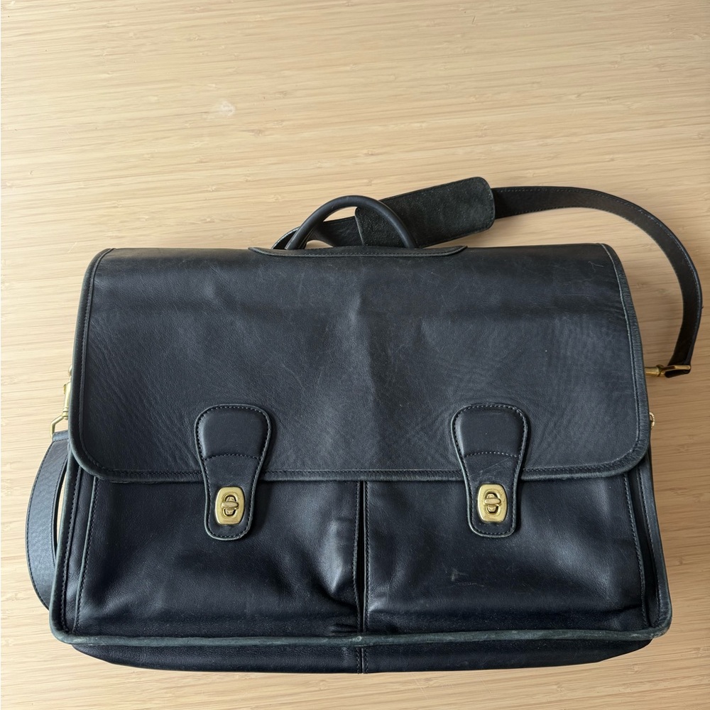 Coach Black Leather Briefcase